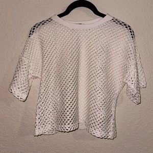 Clozoz Fishnet White Mesh Short Sleeve Top